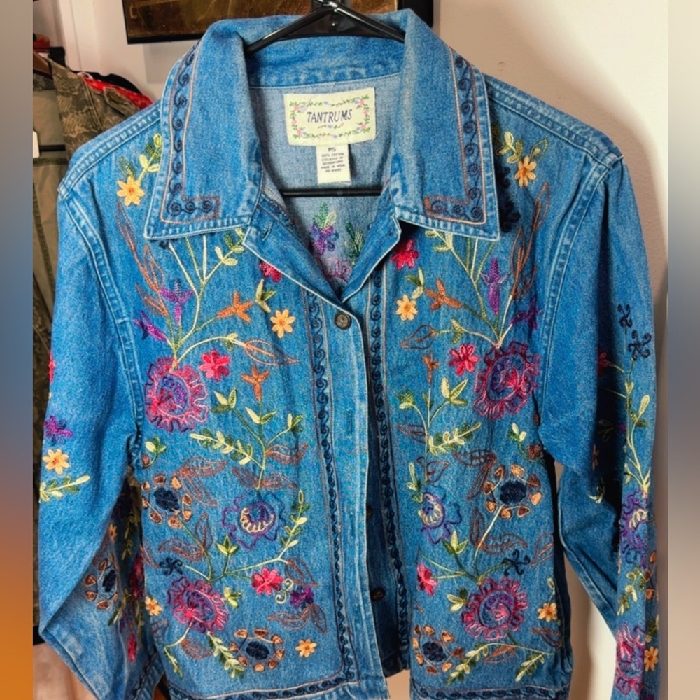 Scully Blue Floral Embroidered Jean Jacket
